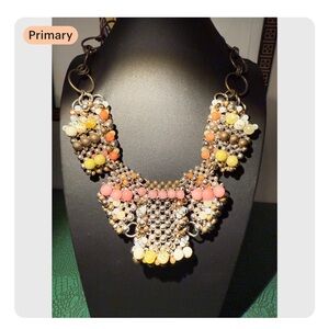 PAM HIRAN Metal Pink And Yellow Silver Gold Bib Necklace